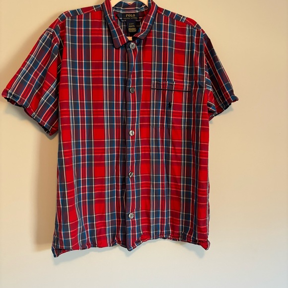 Polo Ralph Lauren Shirt Mens Blue Red Plaid Short Sleeve Button Down Sz Medium - Picture 4 of 5